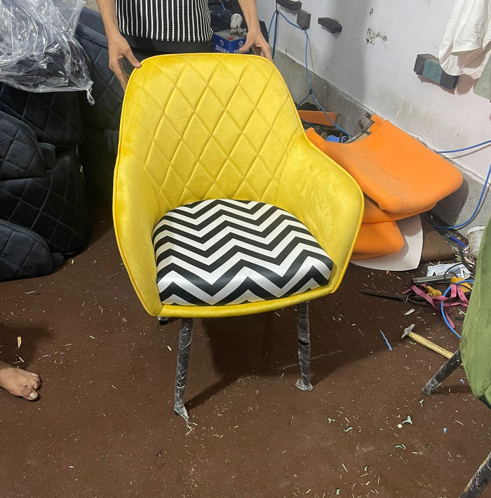 Citron &amp; Chevron Velvet Statement Chair