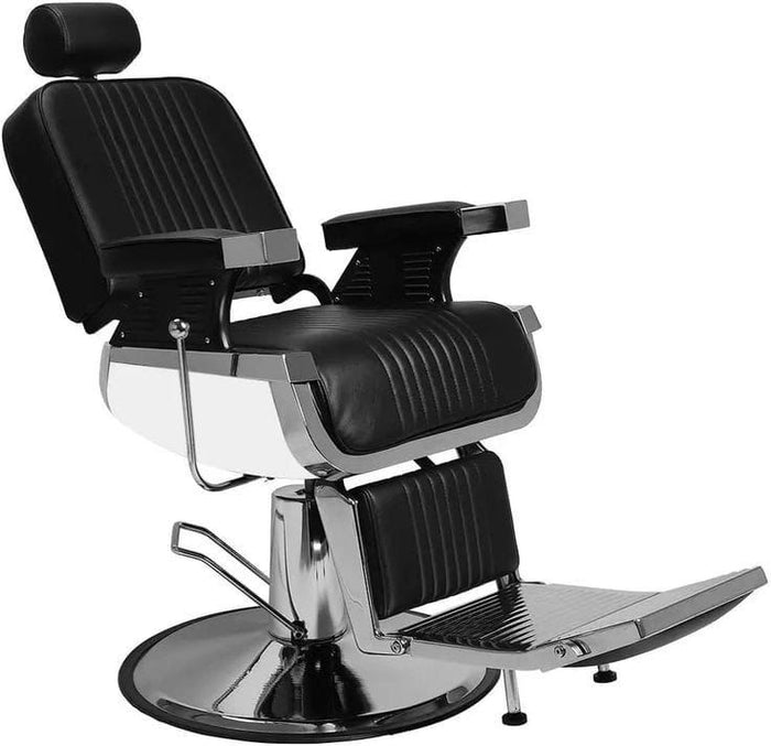 Titan Heritage Reclining Barber Chair – Black &amp; Chrome