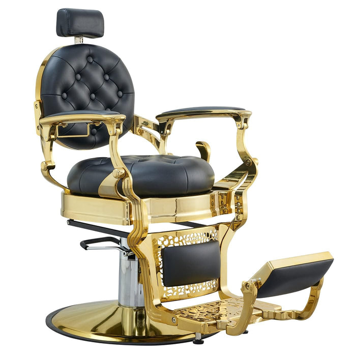 Sovereign Executive Barber Chair – Onyx & Gold Heritage Edition