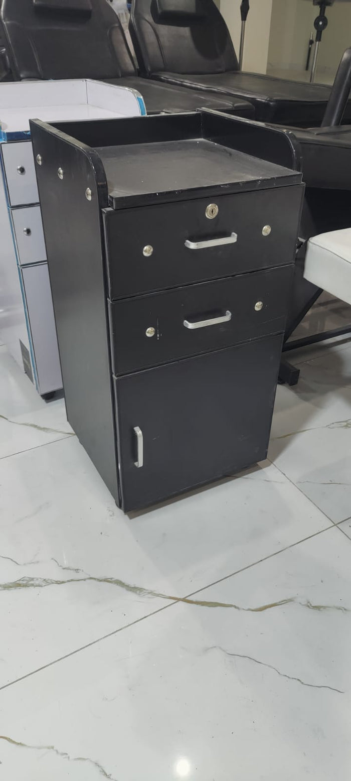 Professional Black Locking Salon Cabinet | Sleek Mobile Tool Station